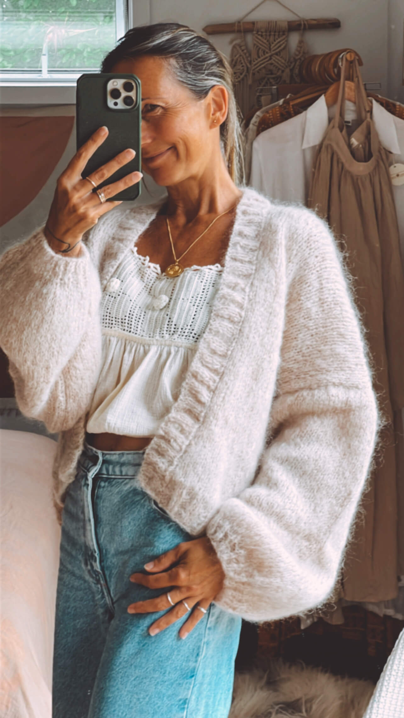 WORN + WILDER // The Cropped Cardi // Buff Mohair // Free Size