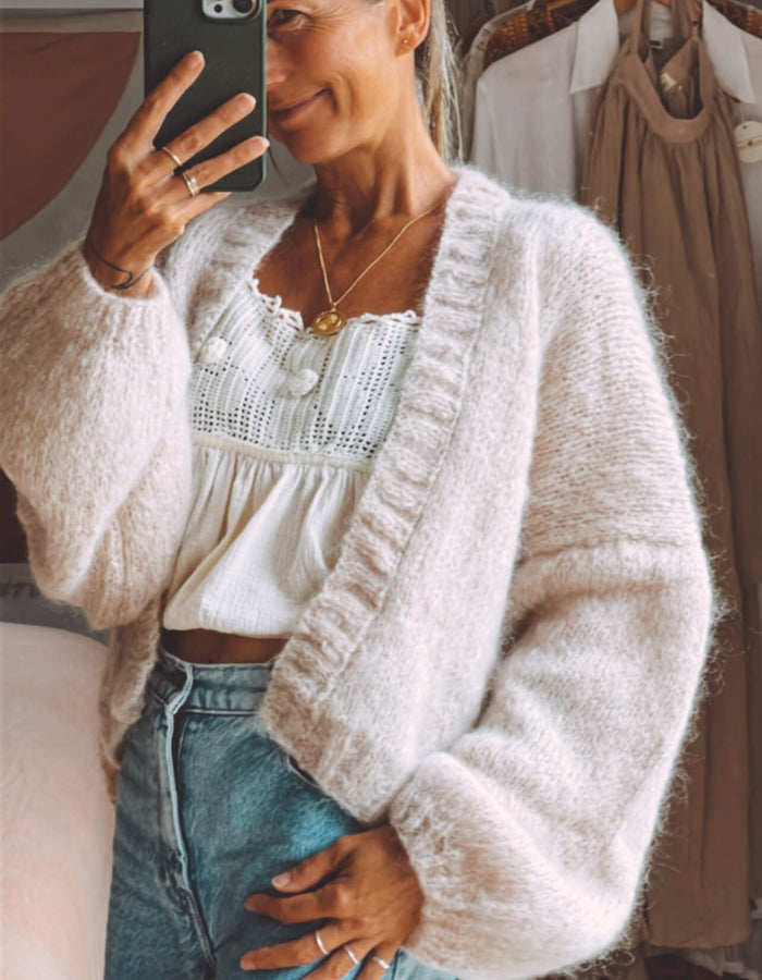 WORN + WILDER // The Cropped Cardi // Buff Mohair // Free Size