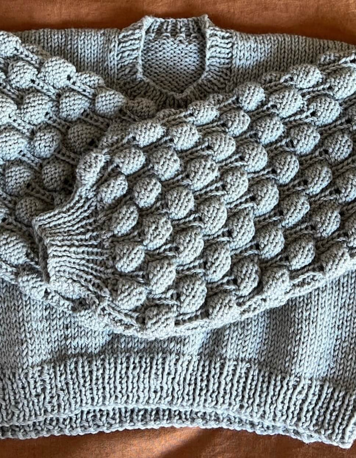 TINY HEARTS // Bobble Sleeve Crew // Grey Wool