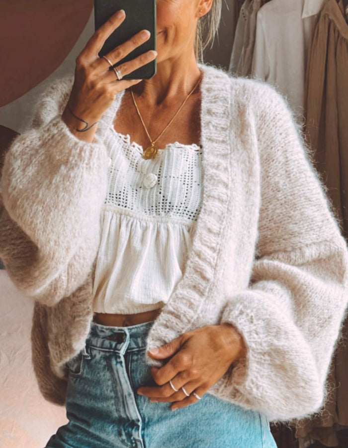 WORN + WILDER // The Cropped Cardi // Buff Mohair // Free Size