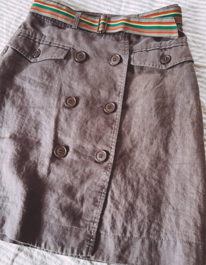KATE SYLVESTER Linen Army Skirt // XS