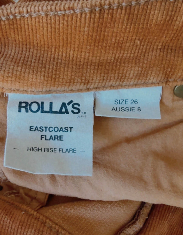 Rolla's Eastcoast // High Rise Flare // Caramel Cord // Size 26 (AUS/NZ 8)