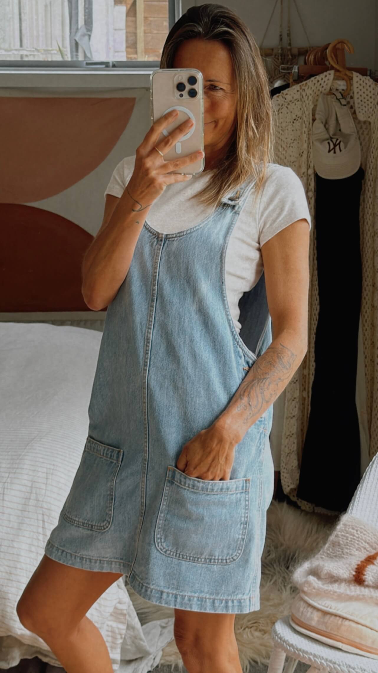 ALL ABOUT EVE // Denim Pinafore Dress // Size 10