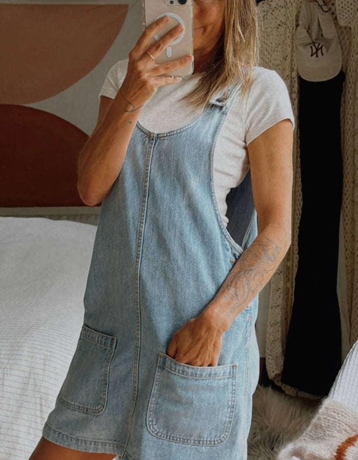ALL ABOUT EVE // Denim Pinafore Dress // Size 10
