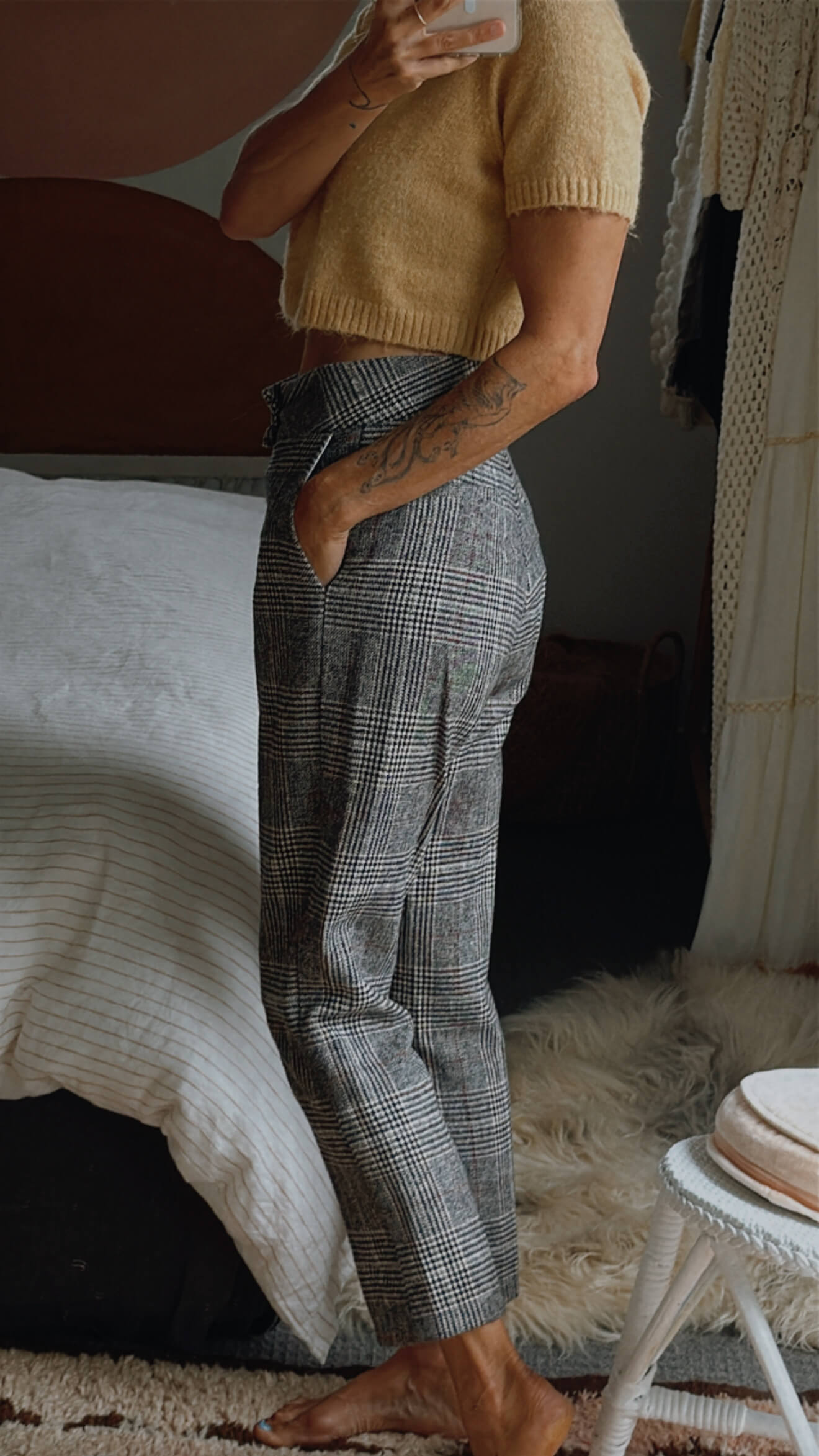 SILENCE WAS // Woollen Checked Pants // Size 8