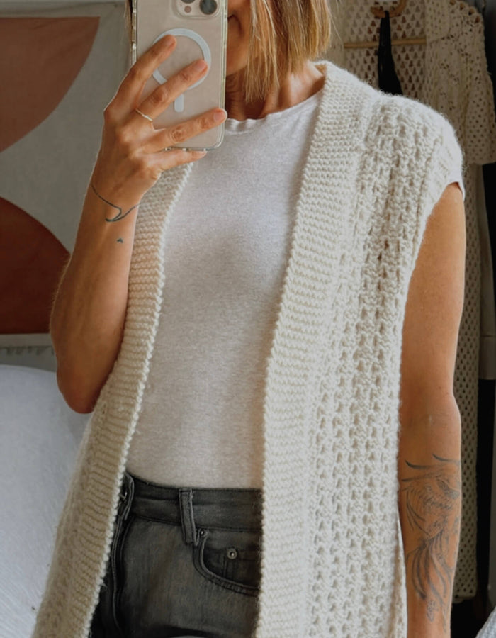 CROCHET VEST // Pure Wool // Cream // Free Size