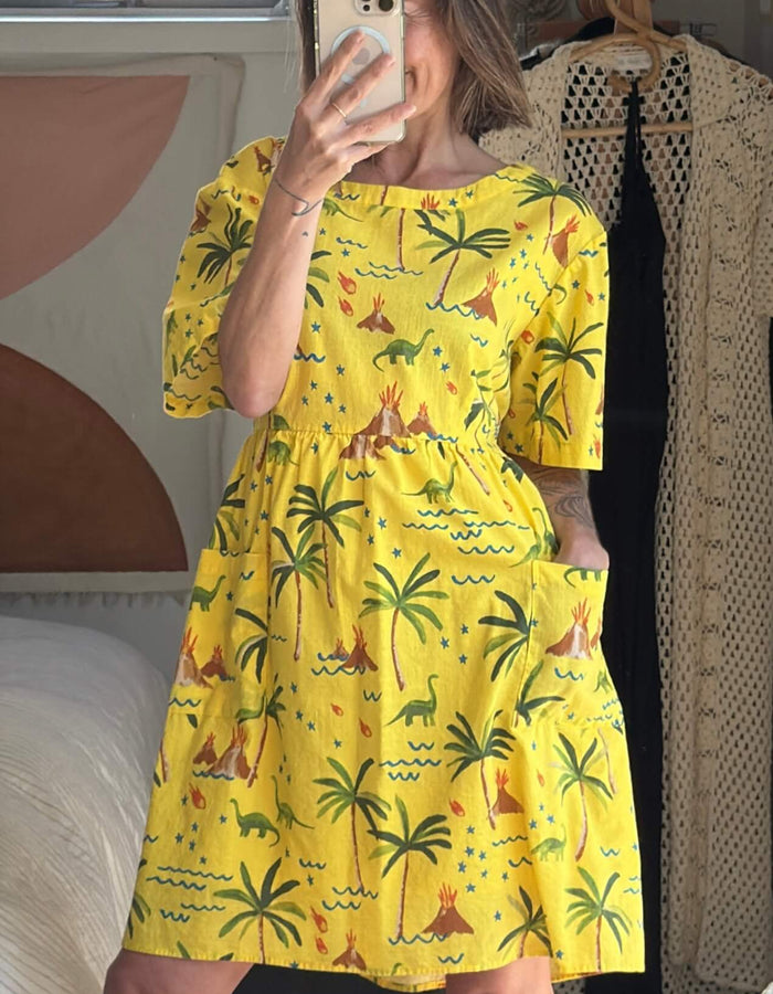 DANGERFIELD // Palm Desert Print Dress // Yellow // Size 14