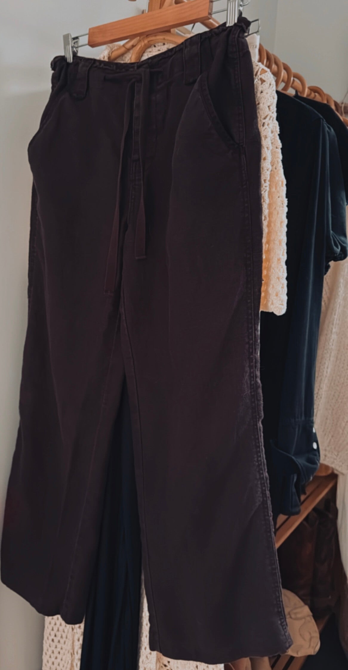 TOM WOLFE // Wide Legged Ramie Pants // Chocolate // Small