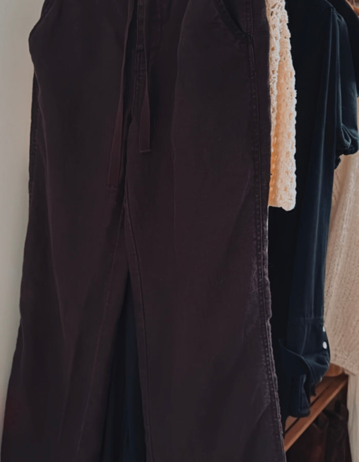 TOM WOLFE // Wide Legged Ramie Pants // Chocolate // Small
