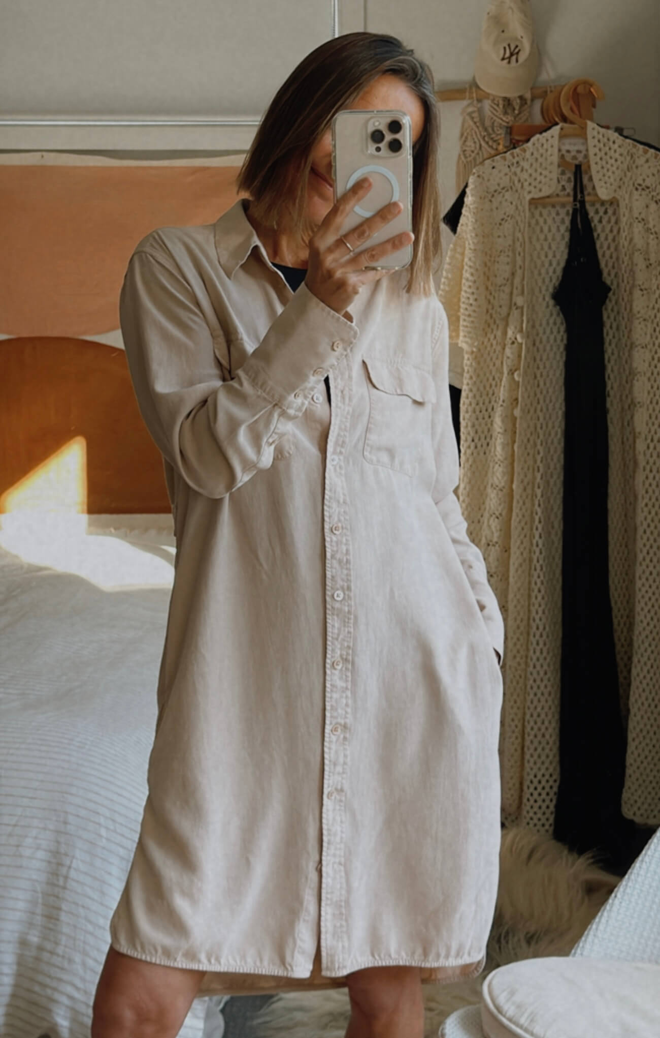 EQUIPMENT // Silk Shirt Dress // Blush // Small
