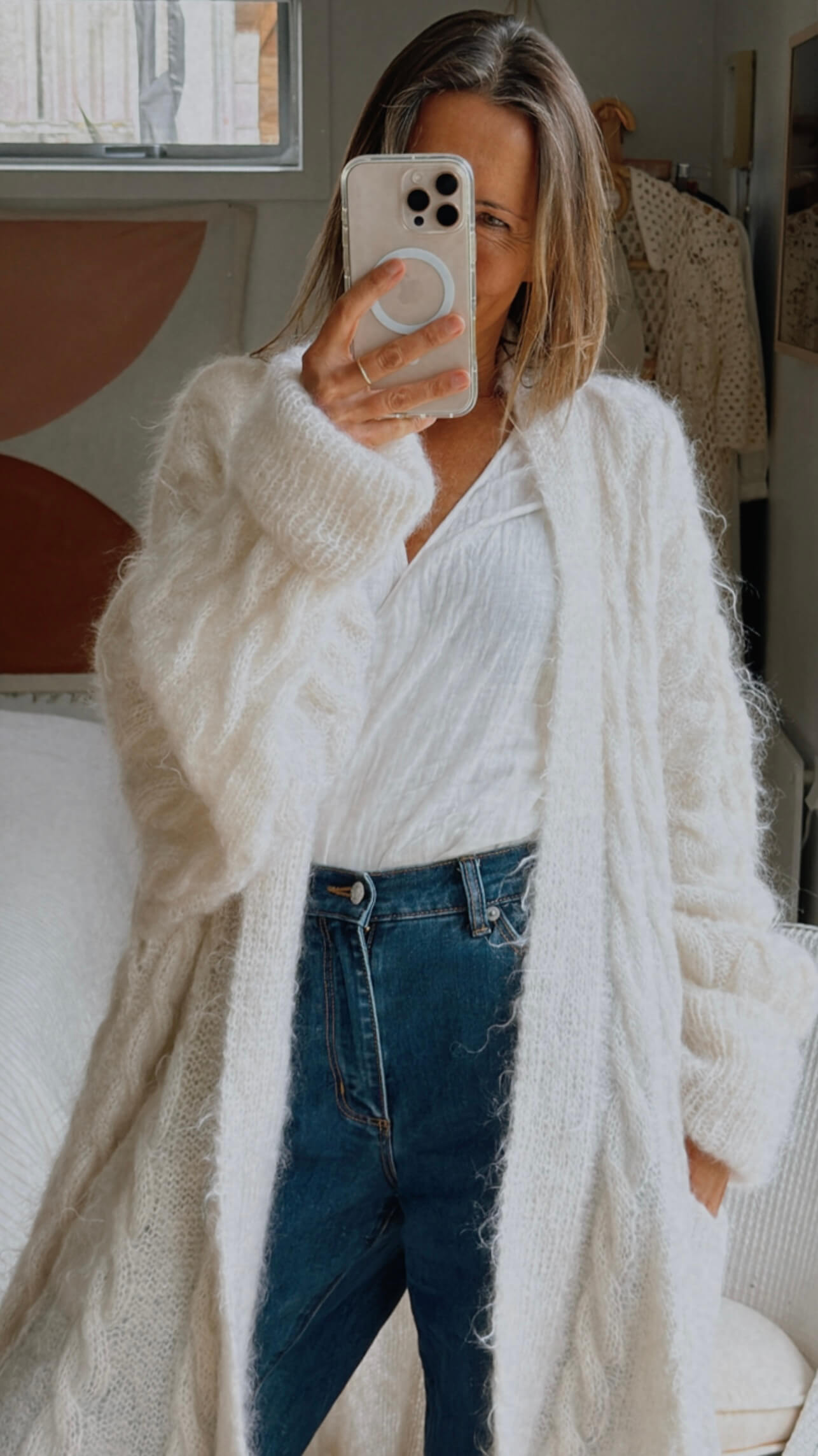 VINTAGE // Maxi Woollen Cardi // Large