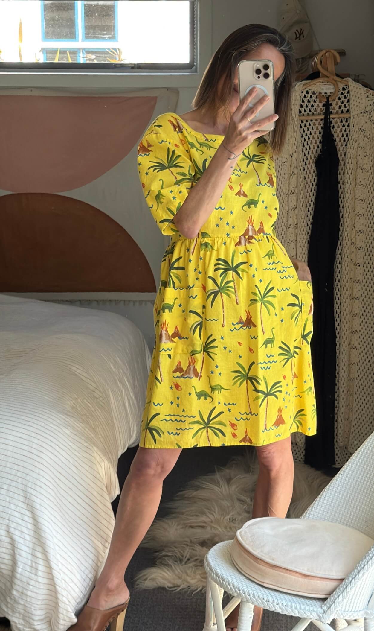 DANGERFIELD // Palm Desert Print Dress // Yellow // Size 14