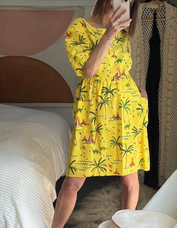 DANGERFIELD // Palm Desert Print Dress // Yellow // Size 14