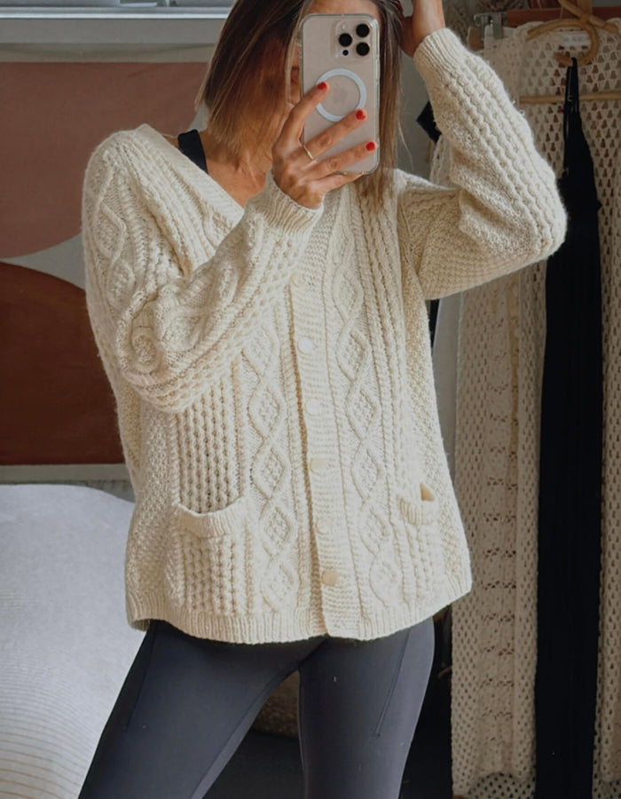 Hand-knitted Arran Cardi // S/M
