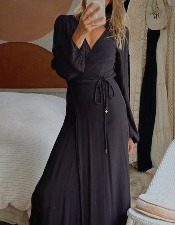 STELLA + GEMMA // Wrap Maxi Dress // Black // Size 10
