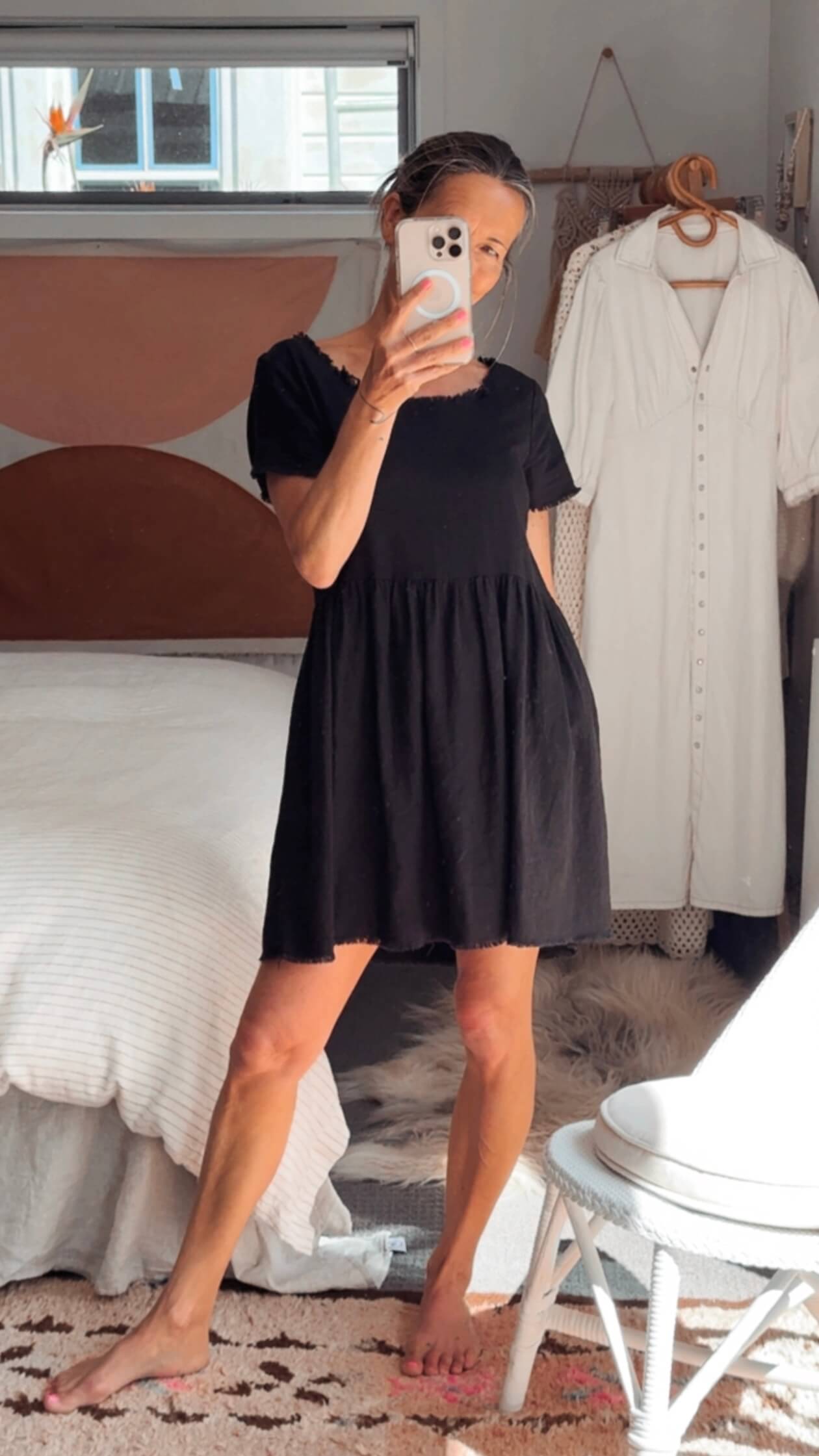 GLASSONS // Black Linen Mini Dress // Size 6