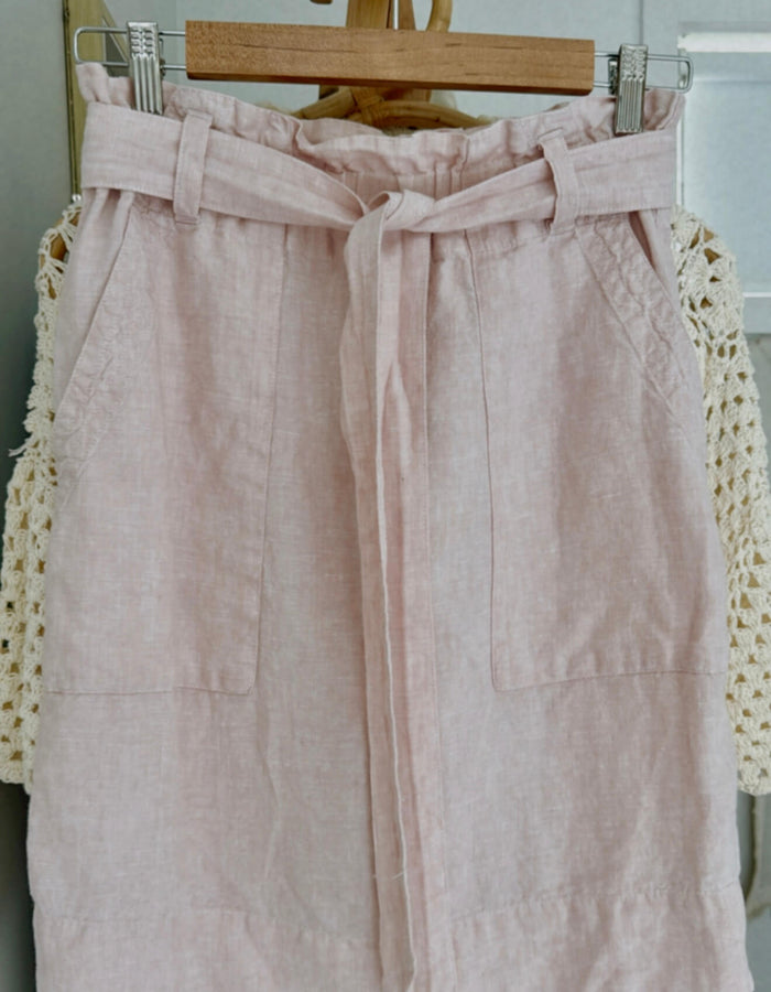 MAX // Linen Midi Skirt // Pale Pink // Size 8
