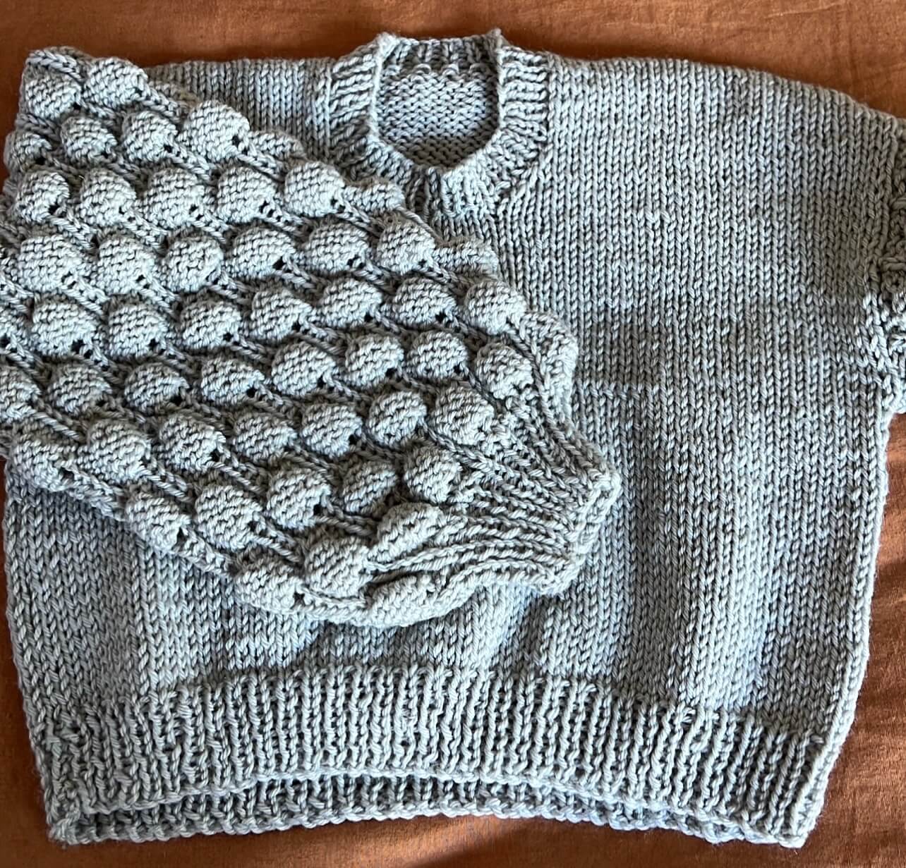TINY HEARTS // Bobble Sleeve Crew // Grey Wool