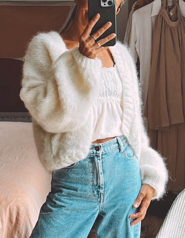 WORN + WILDER // The Cropped Cardi // Cream Mohair // Free Size