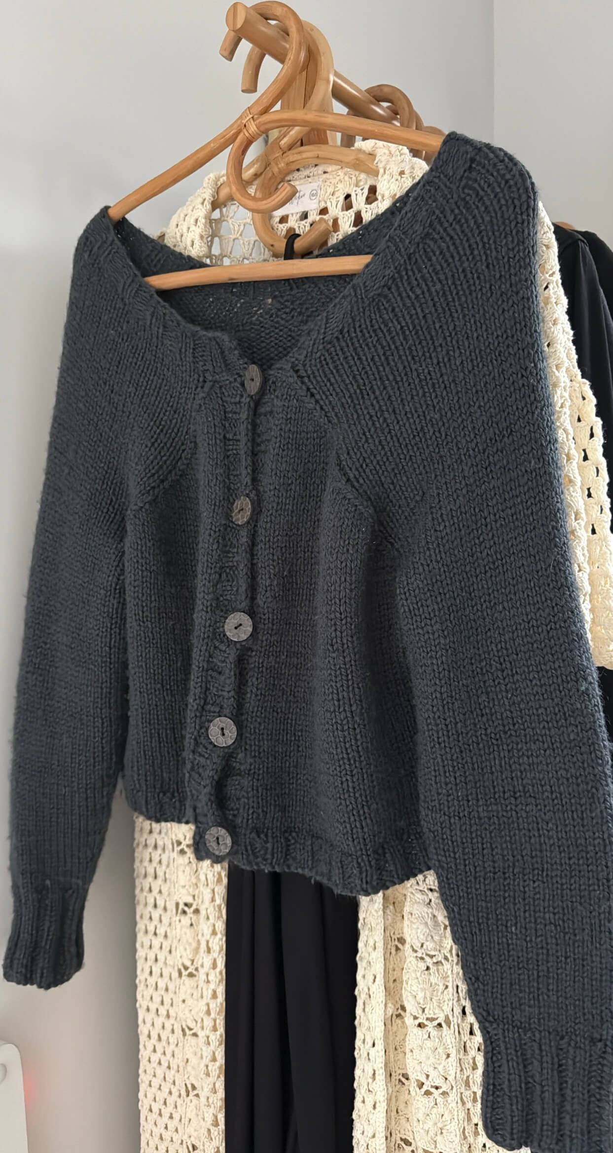 Hand-knitted Navy Cardi // Free Size