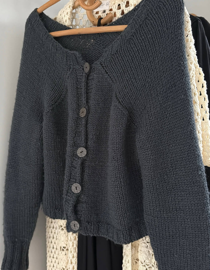 Hand-knitted Navy Cardi // Free Size
