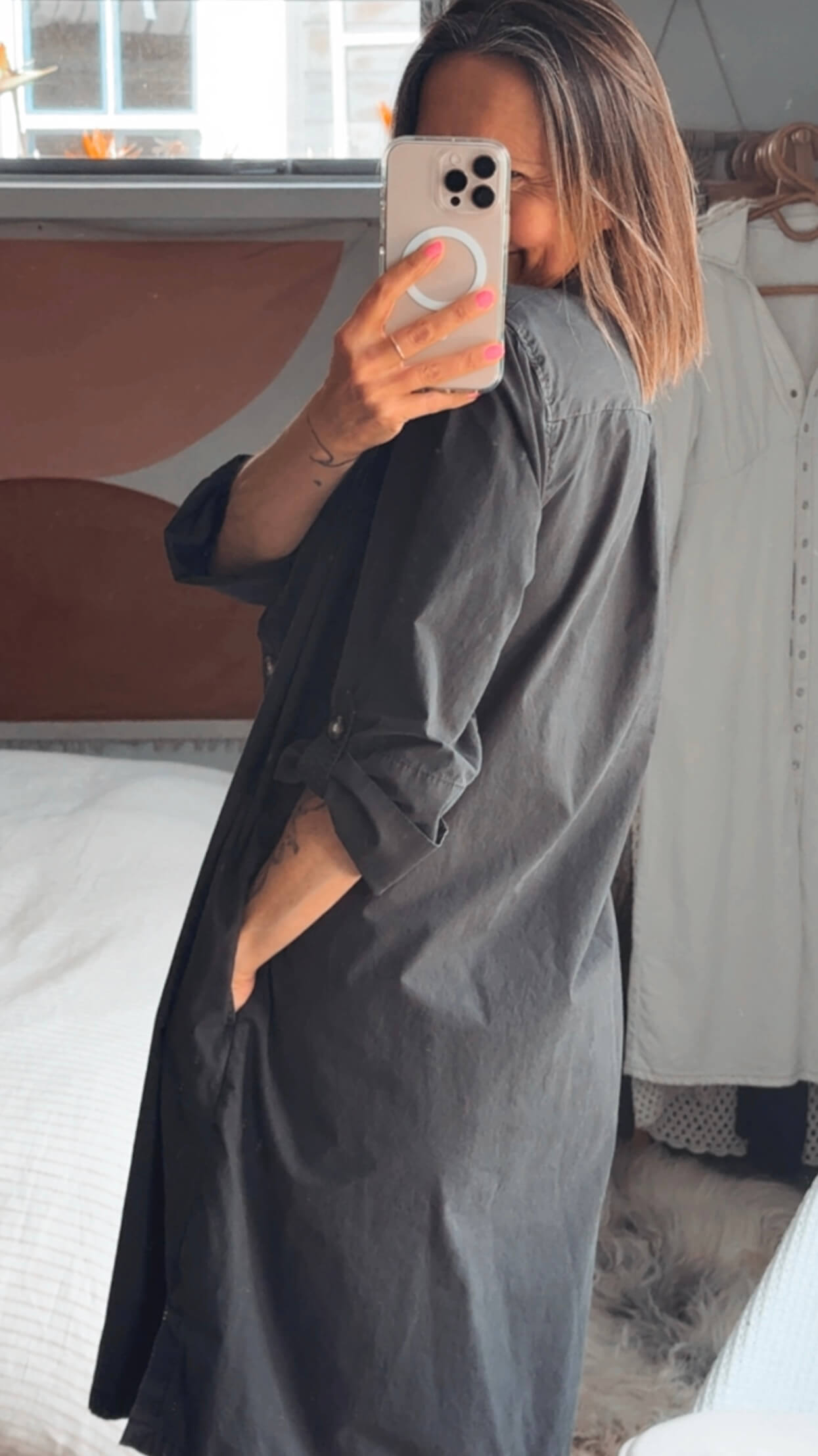 TRENERY // Shirt Dress // Black // Size 12