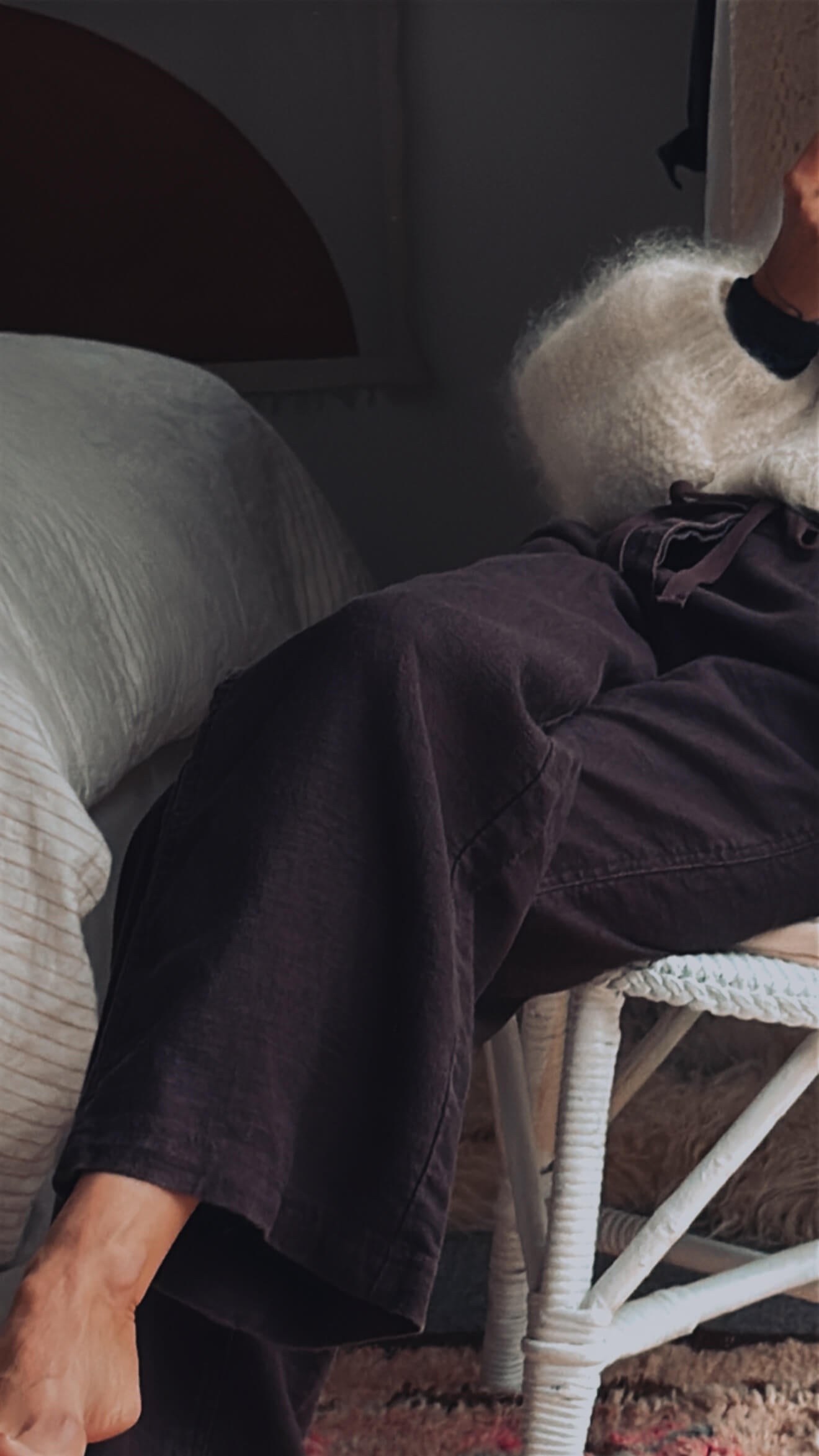 TOM WOLFE // Wide Legged Ramie Pants // Chocolate // Small