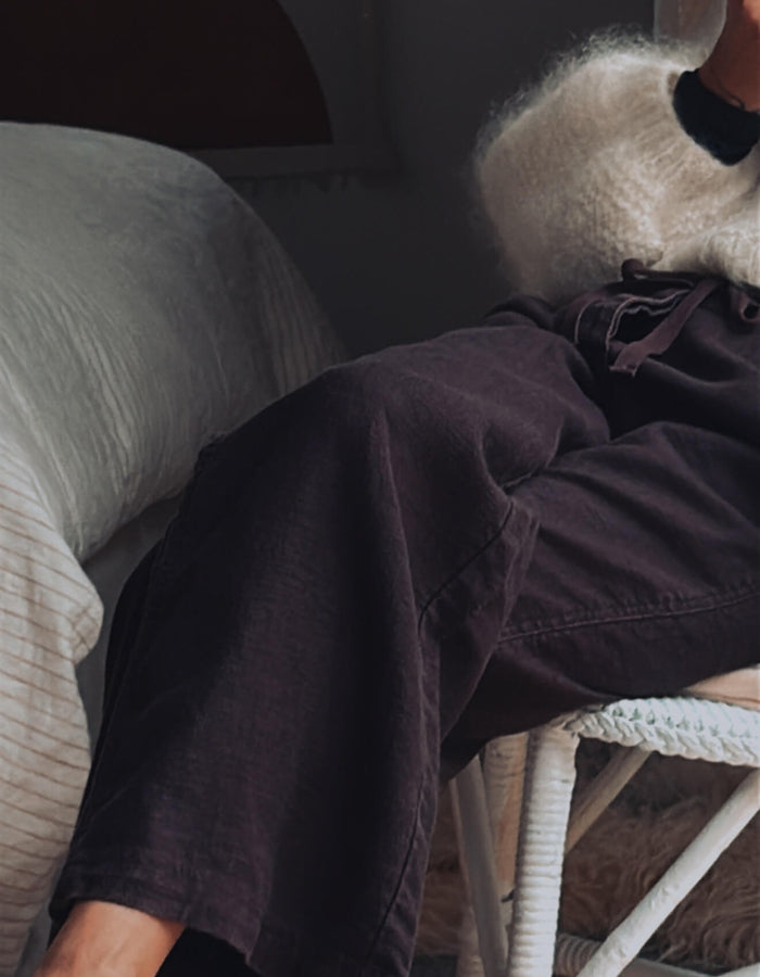 TOM WOLFE // Wide Legged Ramie Pants // Chocolate // Small