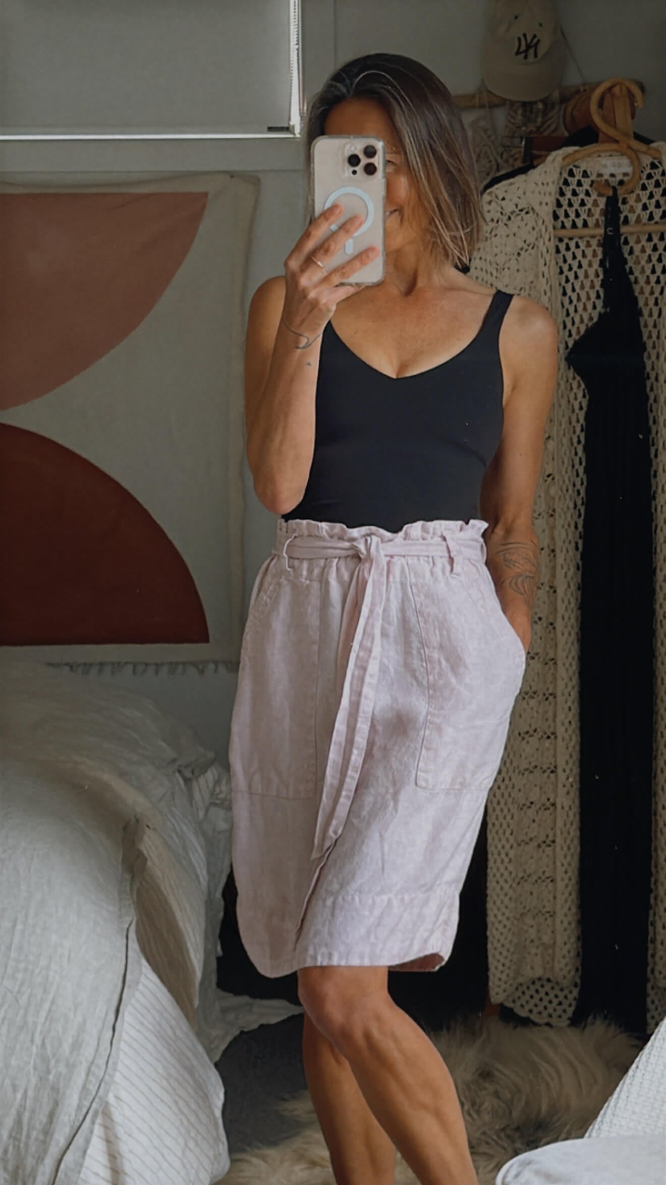 MAX // Linen Midi Skirt // Pale Pink // Size 8
