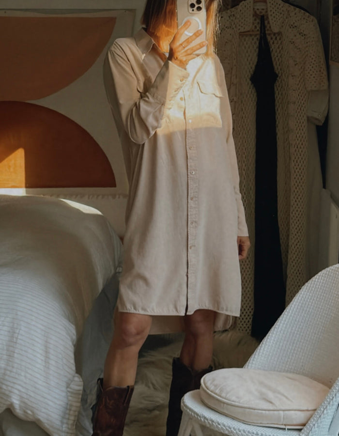 EQUIPMENT // Silk Shirt Dress // Blush // Small