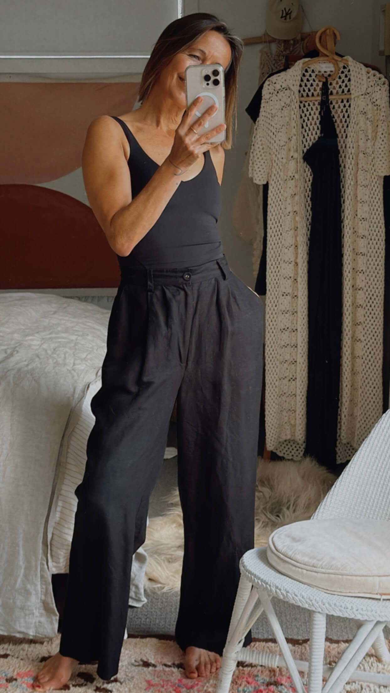 ROLLA'S // Chloe Pleat Linen Pants // Black // Size 8