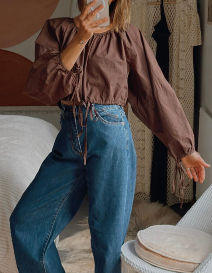 IDAĒ // Balloon Blouse // Chocolate // Size 8