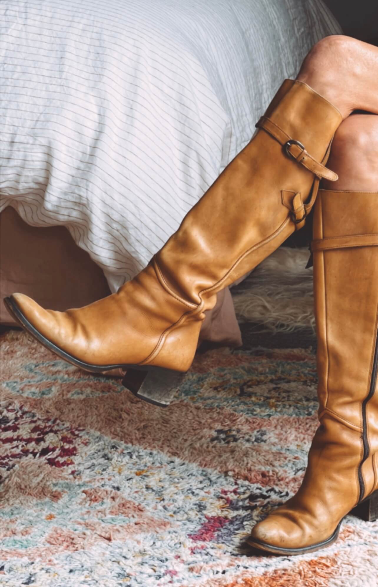 Tan Leather Knee-High Boots by Lavorazione Artigiana // Size 39
