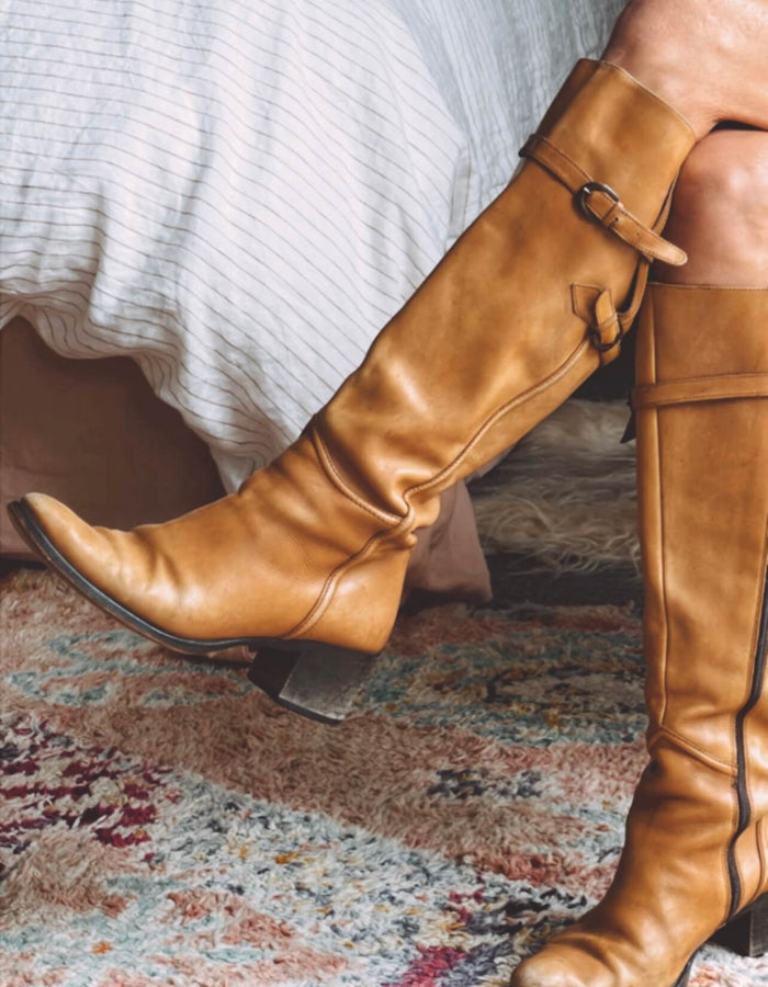 Tan Leather Knee-High Boots by Lavorazione Artigiana // Size 39