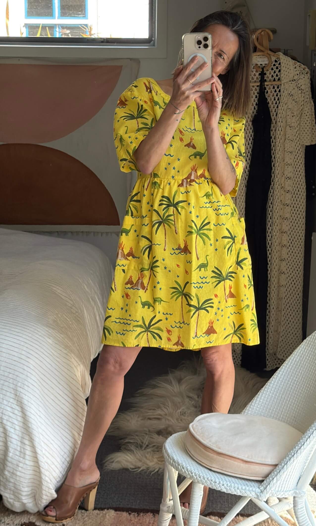 DANGERFIELD // Palm Desert Print Dress // Yellow // Size 14