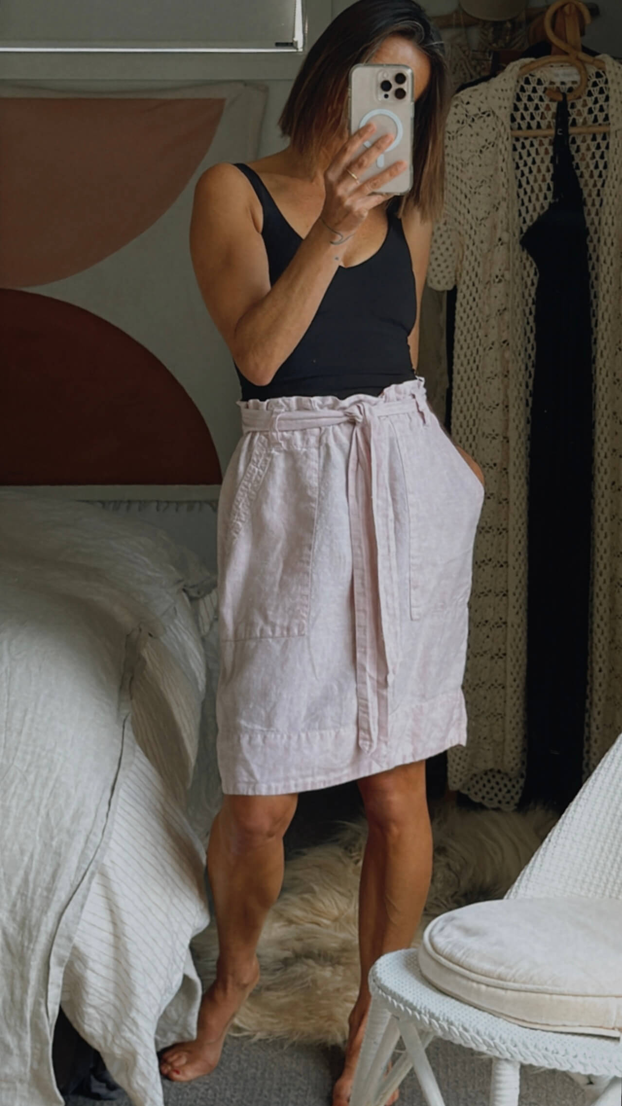 MAX // Linen Midi Skirt // Pale Pink // Size 8