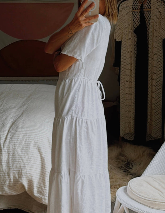 GLASSONS // Wrap Dress // White Cotton // Size 8