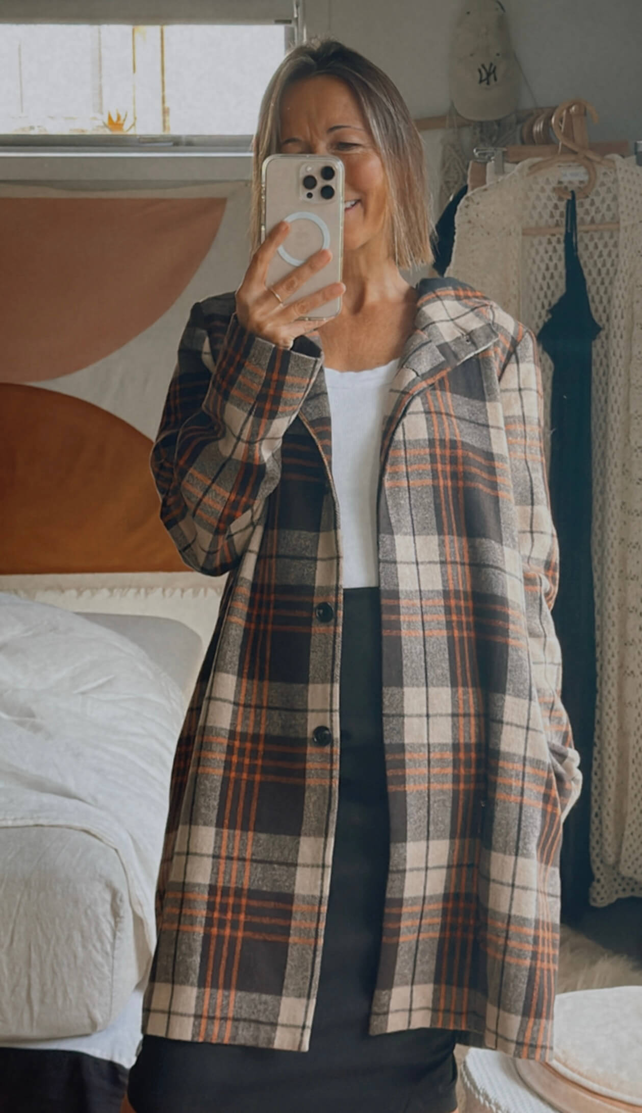 RPM // Checked Woollen Duffel Coat // Size 8
