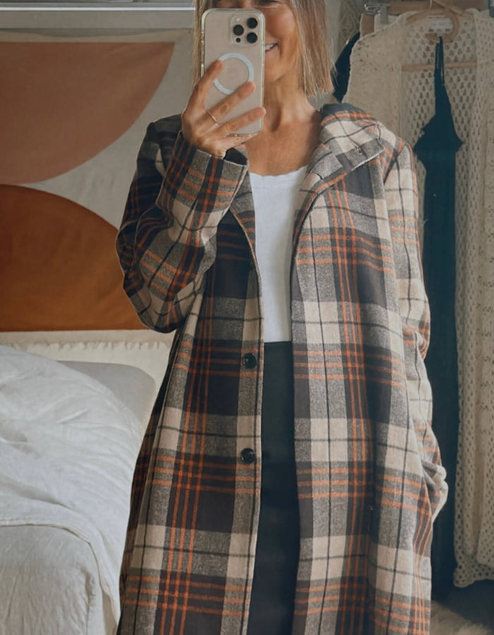 RPM // Checked Woollen Duffel Coat // Size 8