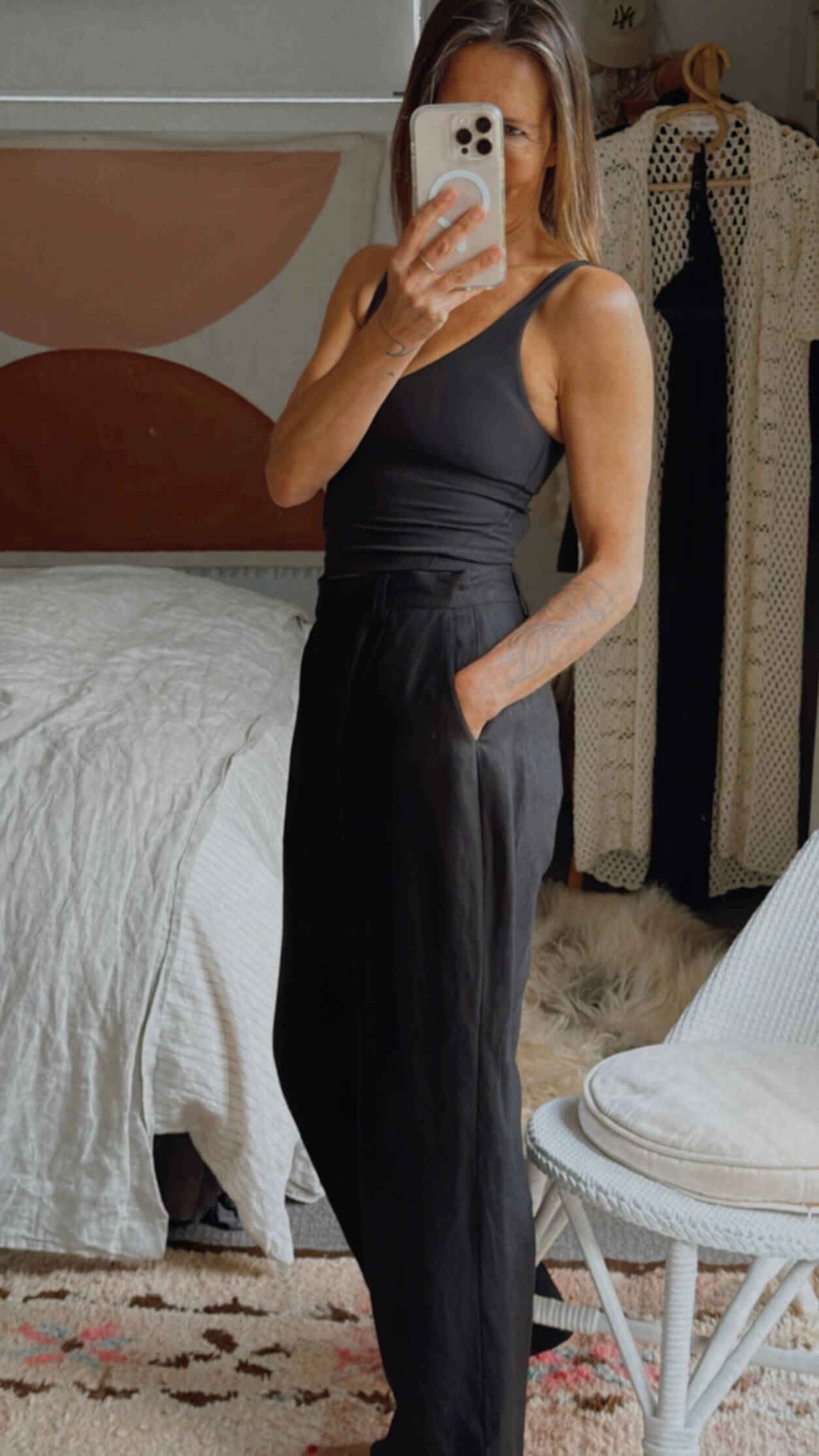 ROLLA'S // Chloe Pleat Linen Pants // Black // Size 8