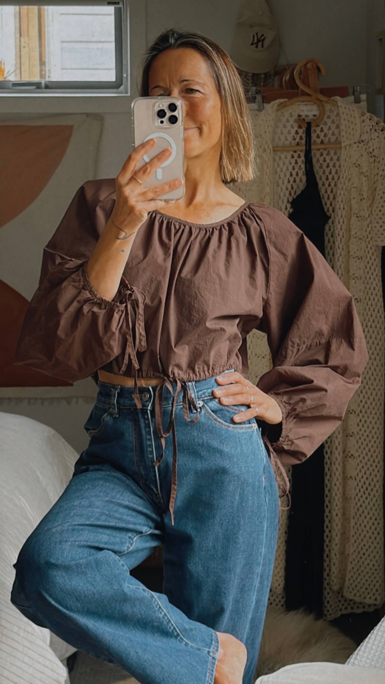 IDAĒ // Balloon Blouse // Chocolate // Size 8