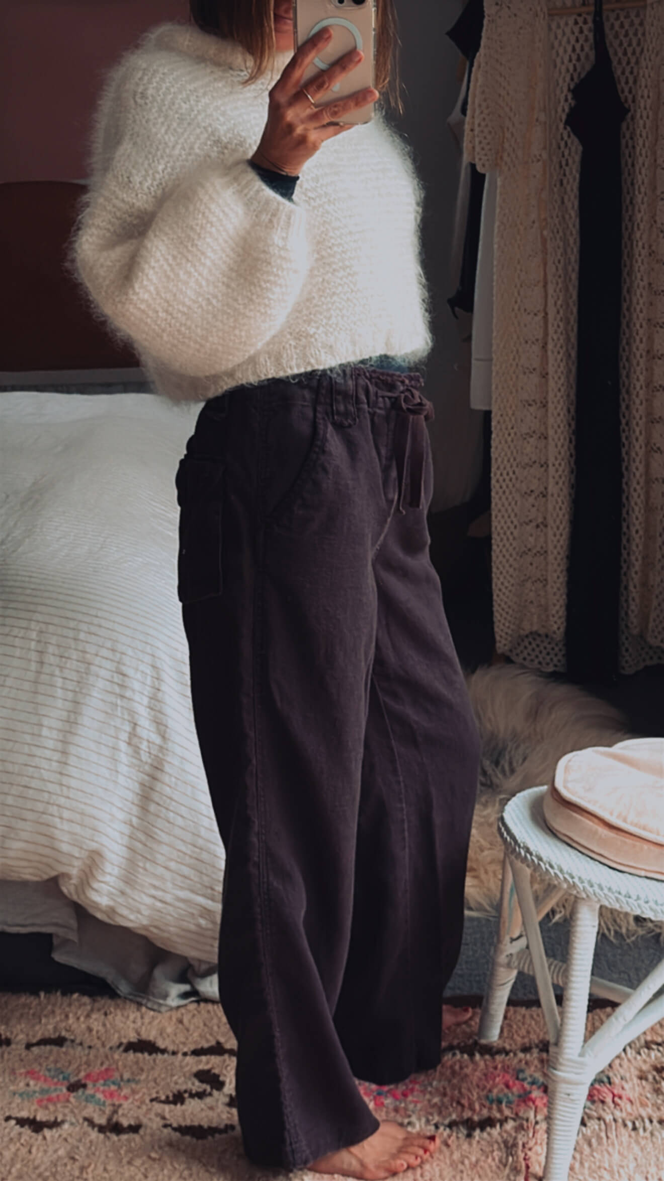 TOM WOLFE // Wide Legged Ramie Pants // Chocolate // Small