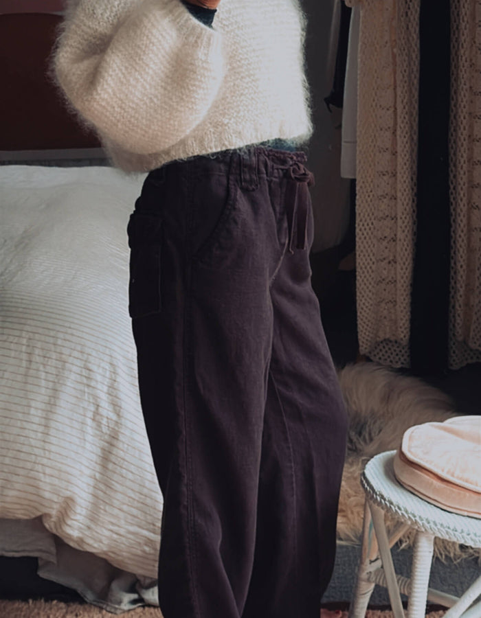 TOM WOLFE // Wide Legged Ramie Pants // Chocolate // Small