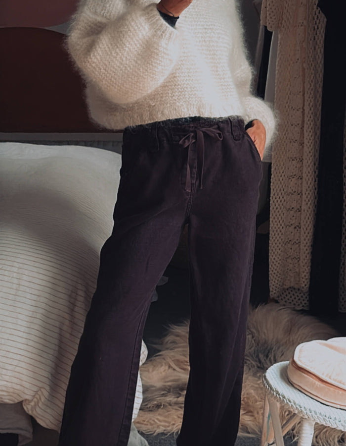 TOM WOLFE // Wide Legged Ramie Pants // Chocolate // Small