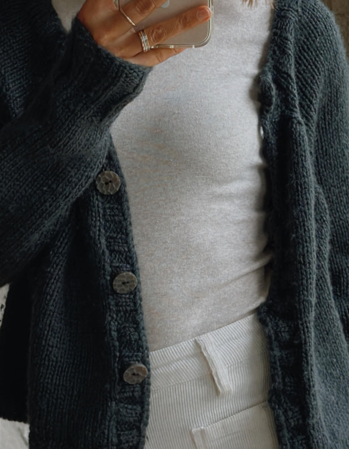Hand-knitted Navy Cardi // Free Size