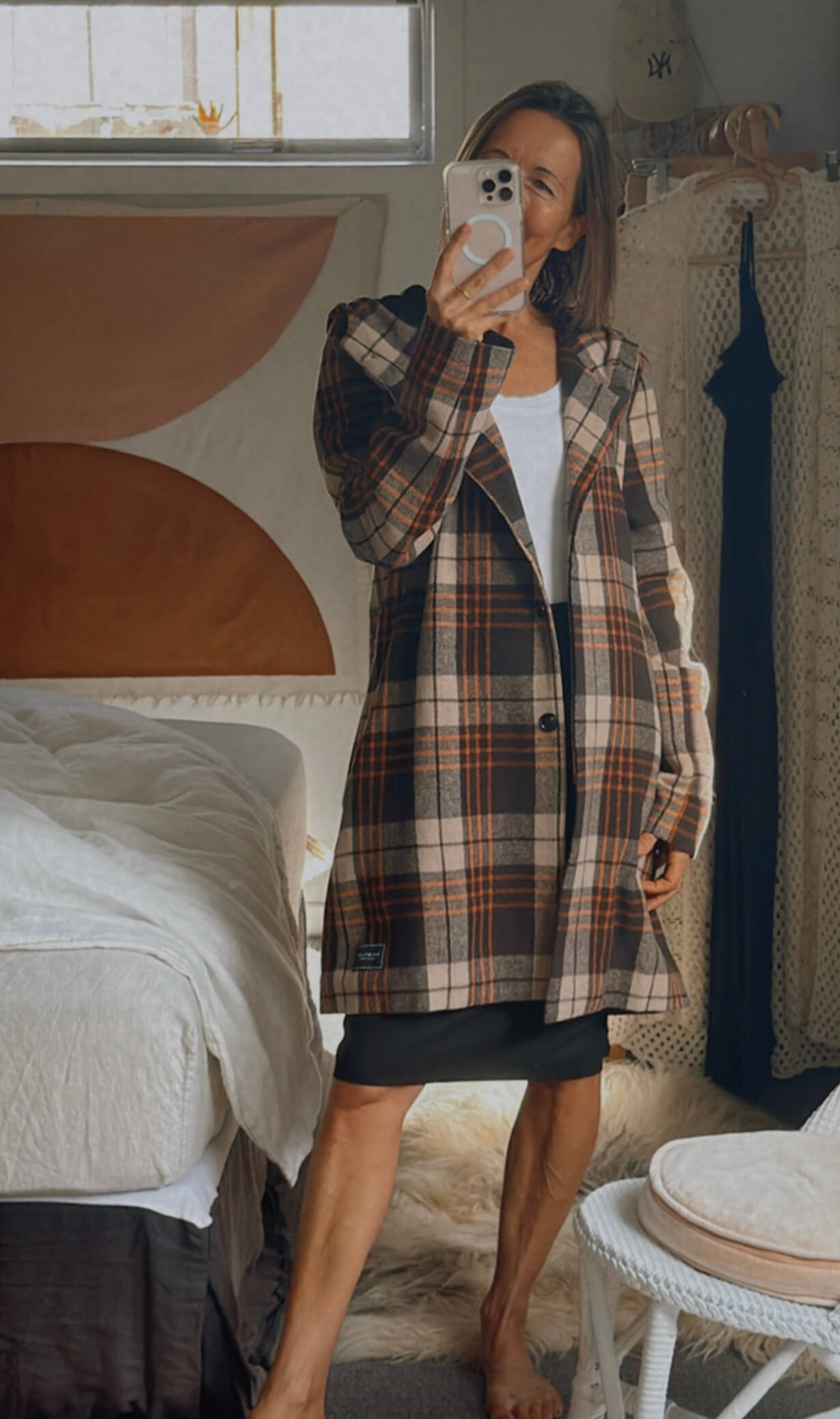 RPM // Checked Woollen Duffel Coat // Size 8