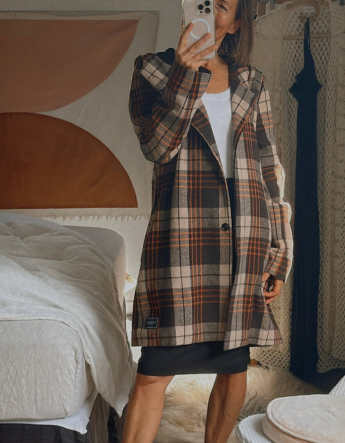 RPM // Checked Woollen Duffel Coat // Size 8