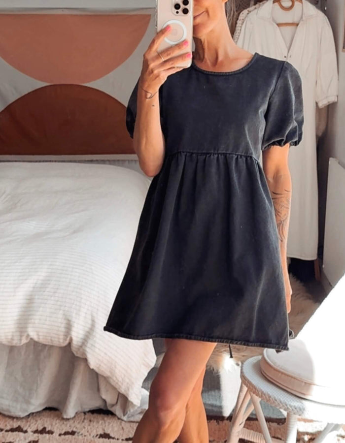 COTTON ON // Black Denim Mini Dress // S/M