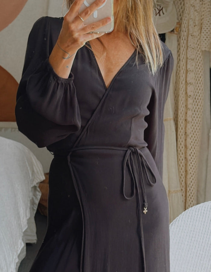STELLA + GEMMA // Wrap Maxi Dress // Black // Size 10