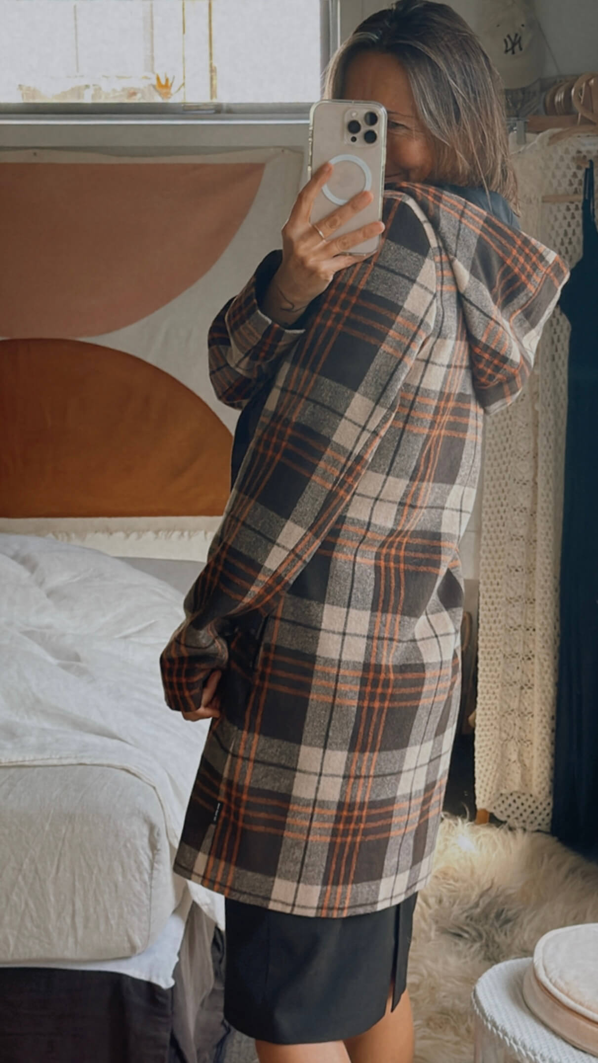 RPM // Checked Woollen Duffel Coat // Size 8